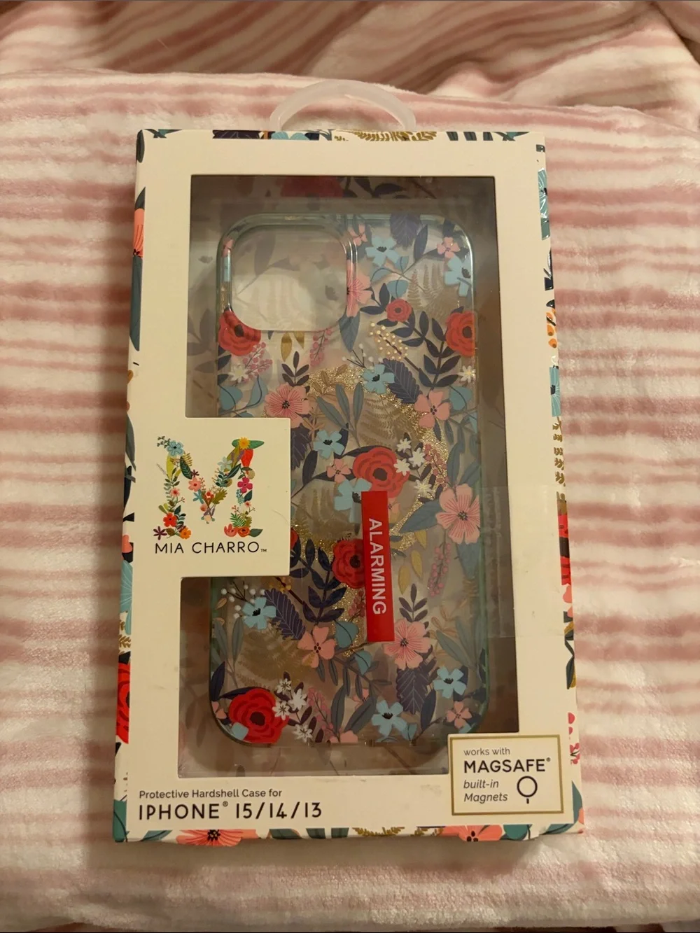 Mia Charro iPhone Case for iPhone 15/14/13 — Clear with Multicolor Flowers NIB